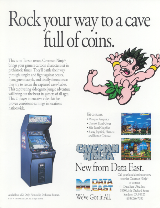 Caveman Ninja (US ver 4) Arcade Game Cover